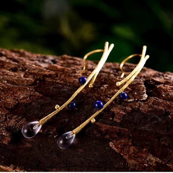 Artisan Handmade Natural Lapis 925 Silver The Zehuva Earrings - Picture 4 of 7